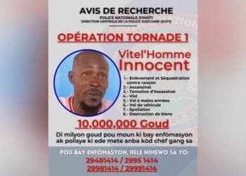 Haïti : la PNH offre 10 millions de gourdes pour la capture de Vitelhomme Innocent